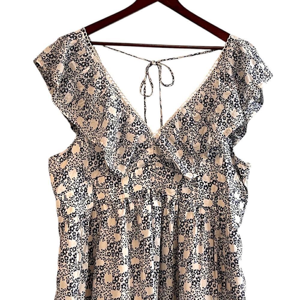 Anthropologie V-Neck Plunge Tunic Mini Dress Womens Size XL Blue White Black NWT - Picture 6 of 14